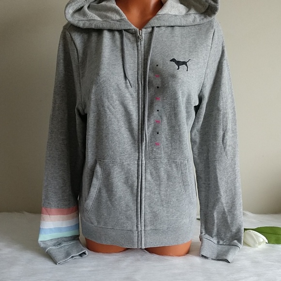 Size M🌺PINK VICTORIA'S SECRET FULL ZIP HOODIE.nwt - Picture 3 of 4